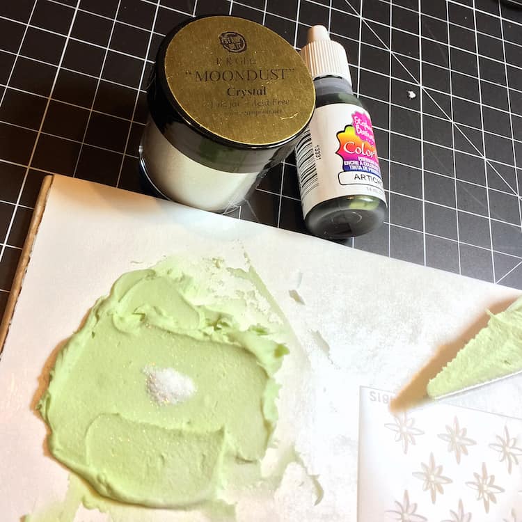 Embossing paste and glitter - because everything is better with glitter. 