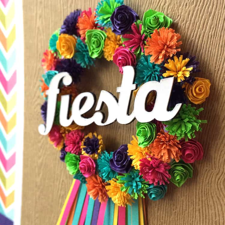Cute and Colorful Fringed Fiesta Flowers Wreath