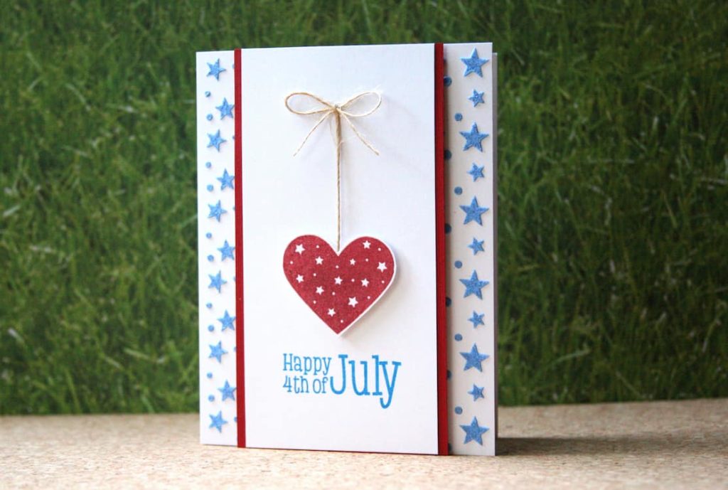 A Fourth of July card made with embossing paste and a little heat embossing for shine.