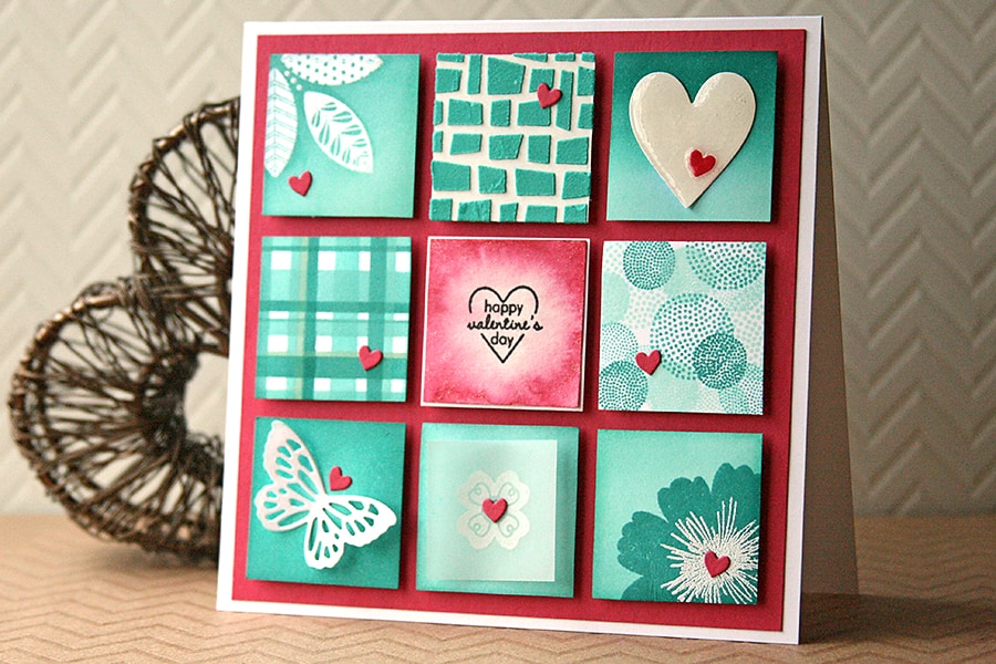 Nine Handmade Card Techniques in one lovely card!