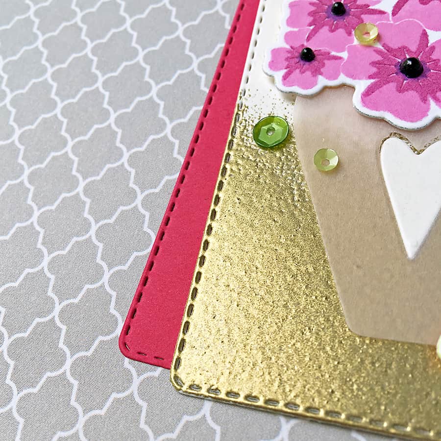 Floral Congrats Tag with a Gold-Dipped Embossed Edge