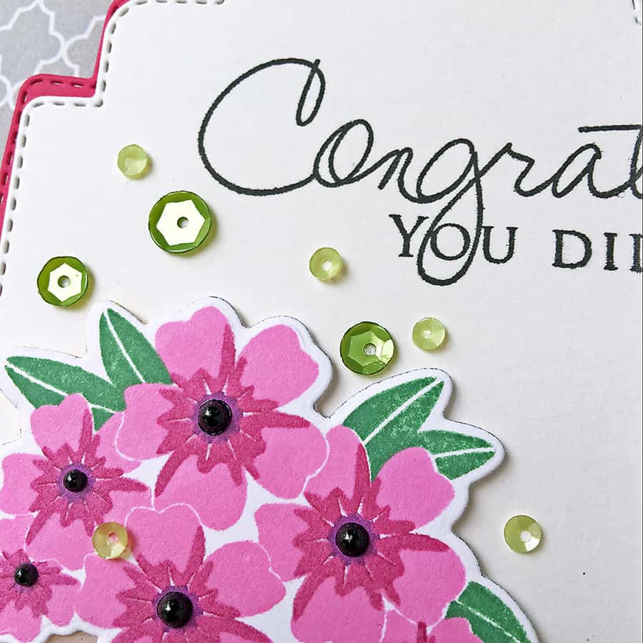 Congrats Gift Tag - Stamped images from Papertrey Ink, altered coffee mug die from Simon Says Stamp. To create the gold finish, swipe your watermark ink across the bottom of the tag, dip in gold embossing powder and heat!