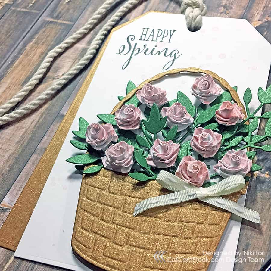 A Lovely Spring Tag With Quilled Tea Roses