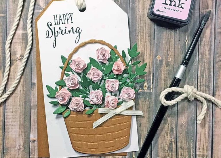 A Lovely Spring Tag With Quilled Tea Roses