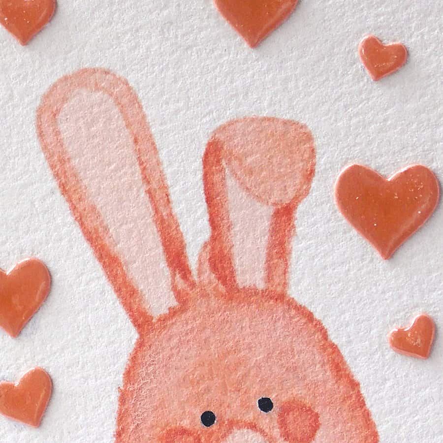A Cute Bunny Card with No-Line Watercoloring