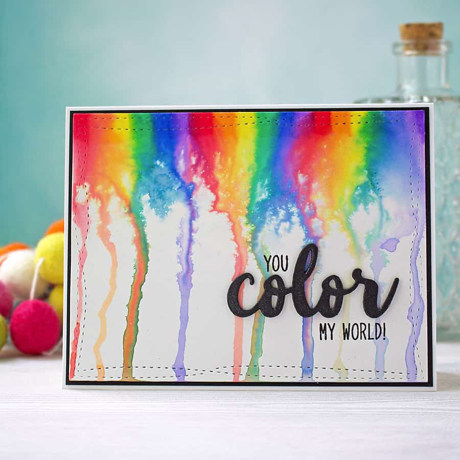 A Rainbow Melt Card with Zig Clean Color Brush Markers