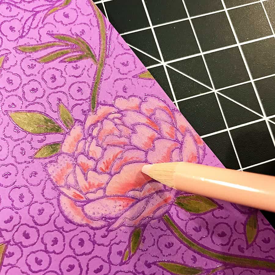 A Hand-Colored Floral Valentine, blending the darker colors to light with the lightest pencil shade