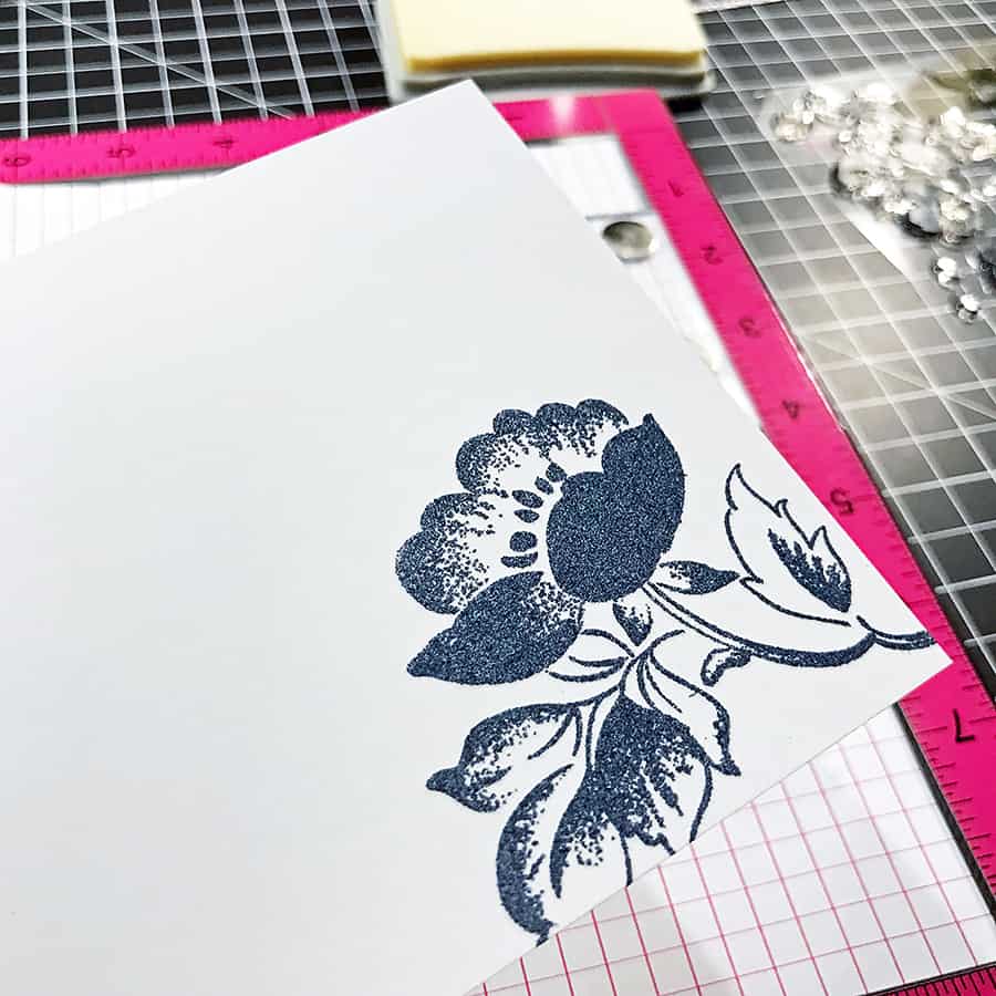 Saying Hello with Embossed Florals From Altenew - Embossing the first flower