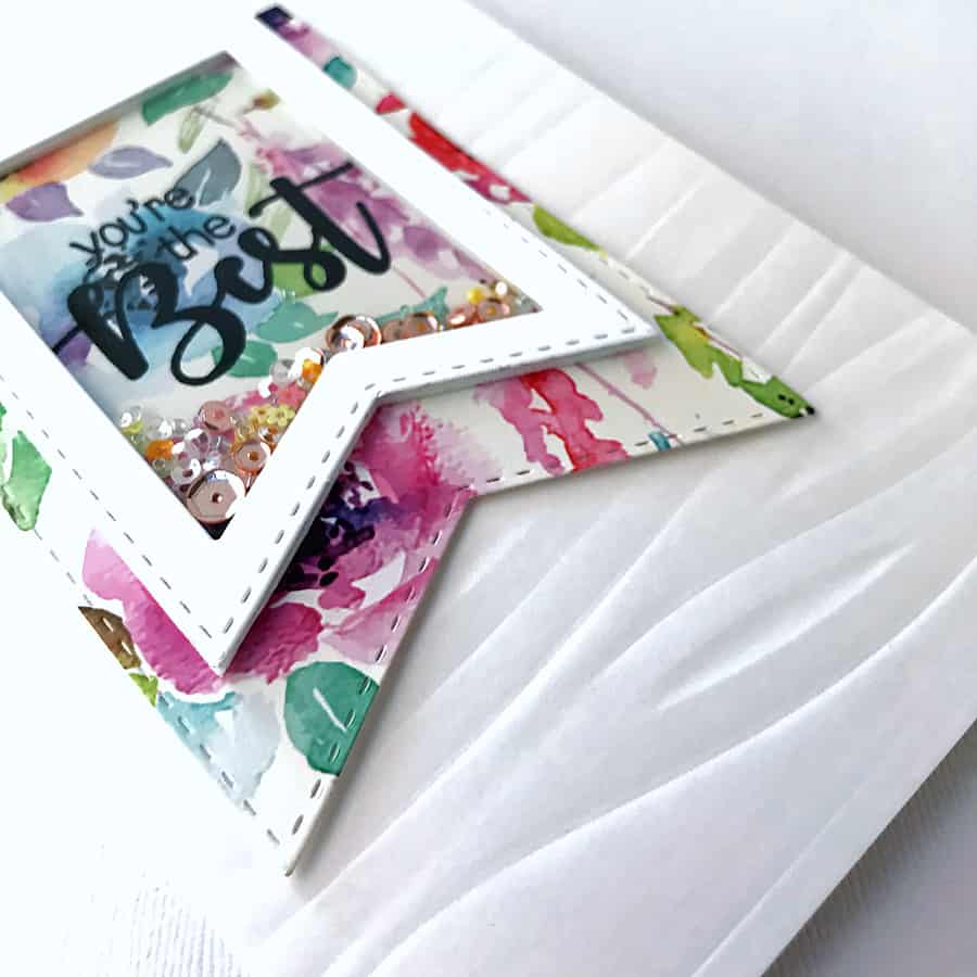 Clean & Simple Banner Shaker Card with Patterned Paper, Waves Embossing Folder