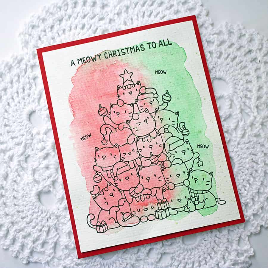 A Meowy Christmas + Nuvo Watercolor Pencils