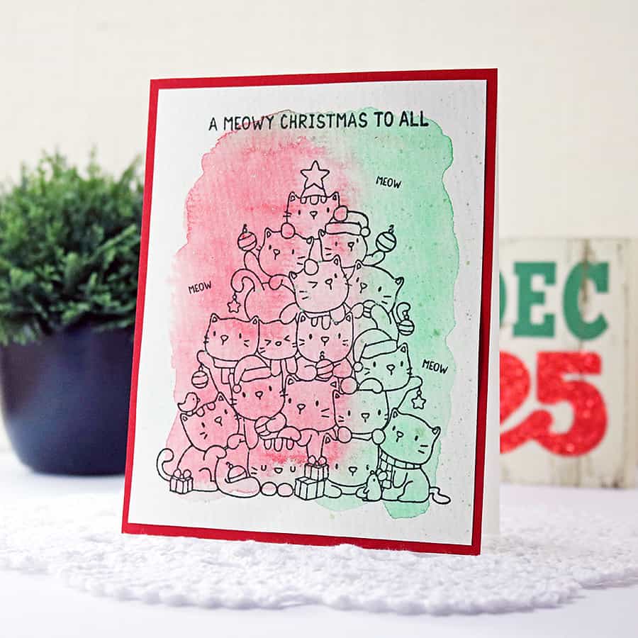 A Meowy Christmas + Nuvo Watercolor Pencils