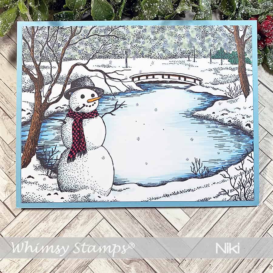 Whimsy Stamps November Release: Winter Lake + Copics