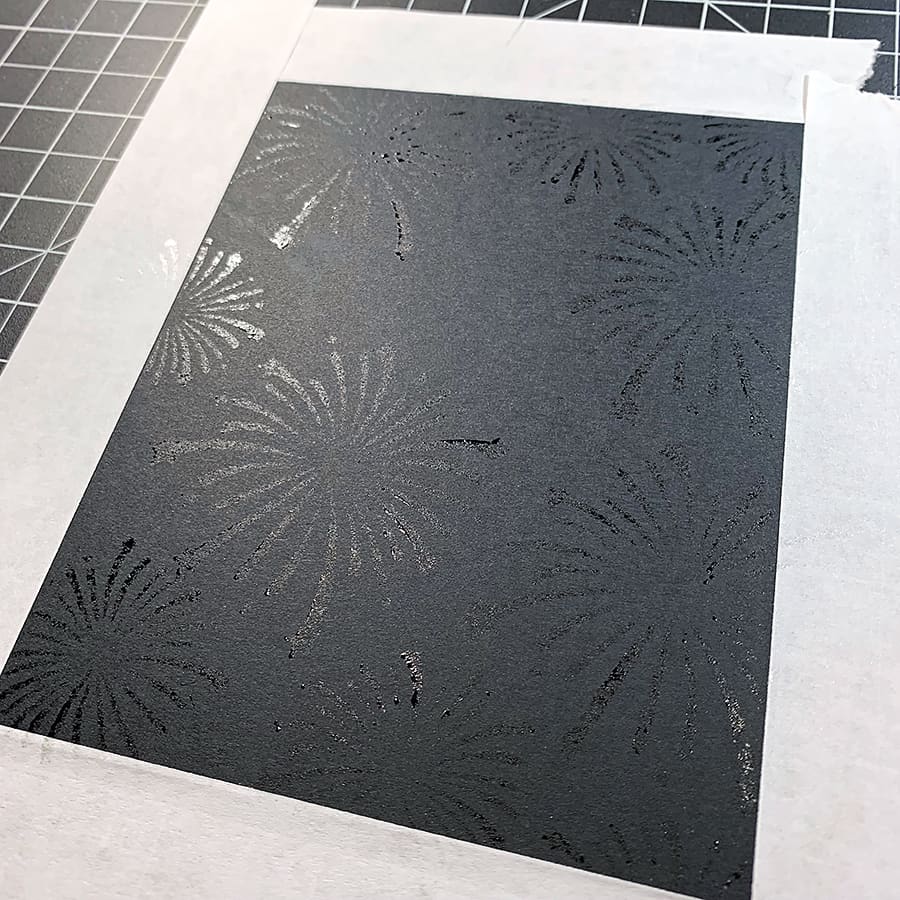 Making Stenciled Fireworks with Perfect Pearls