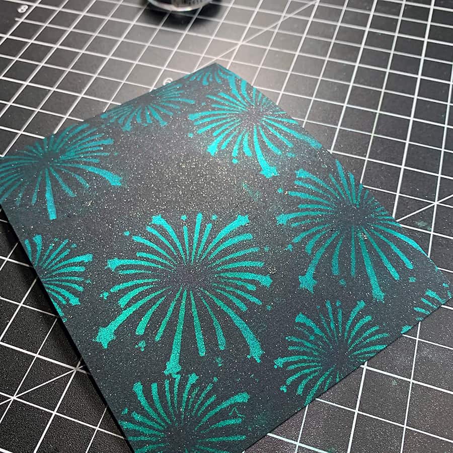 Making Stenciled Fireworks with Perfect Pearls