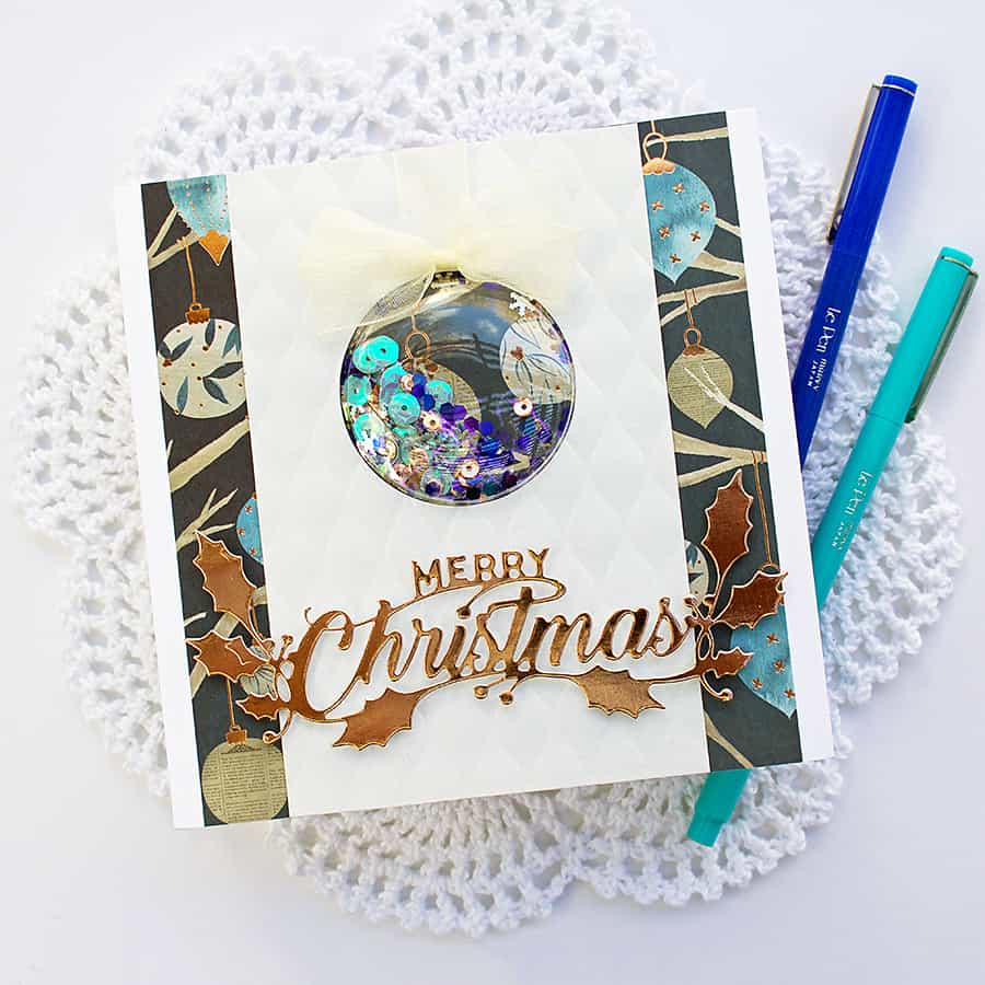 Square Shaker Ornament  Card for Christmas