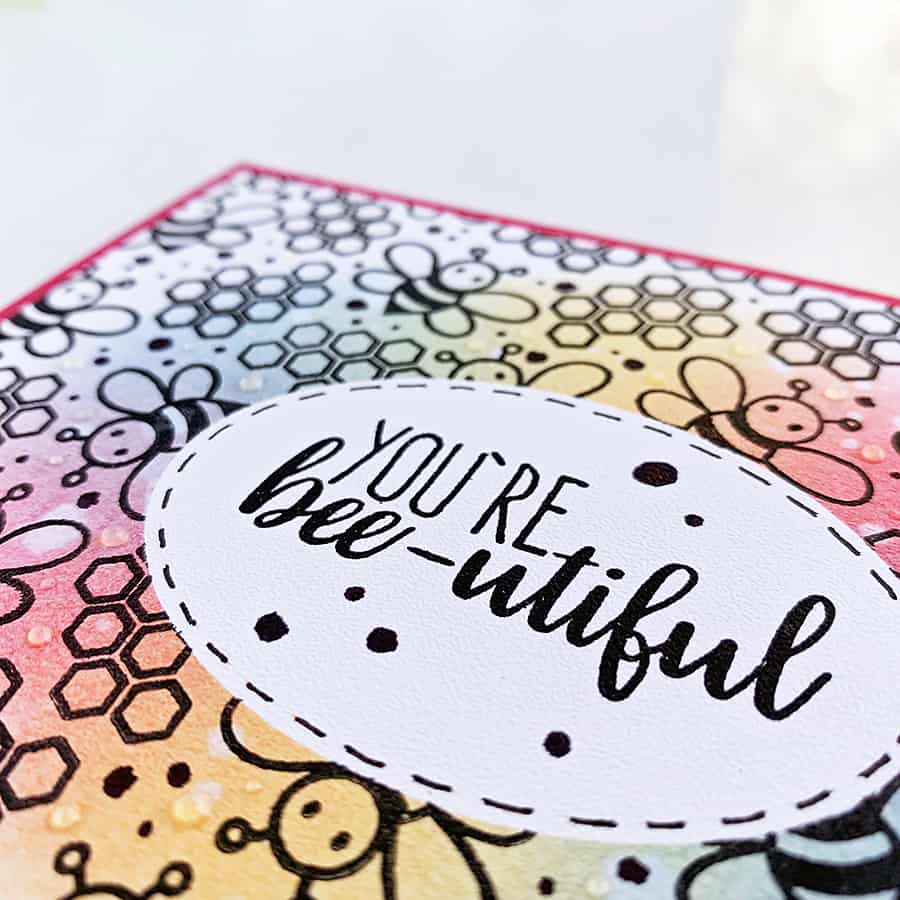 You’re Bee-utiful + Distress Ink Rainbow Blended Background