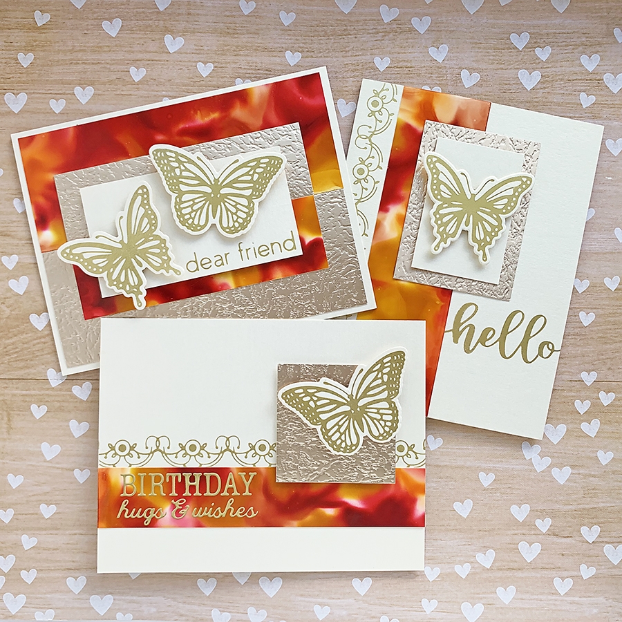 Pretty Autumn Card Trio: October Glimmer Plate Collection