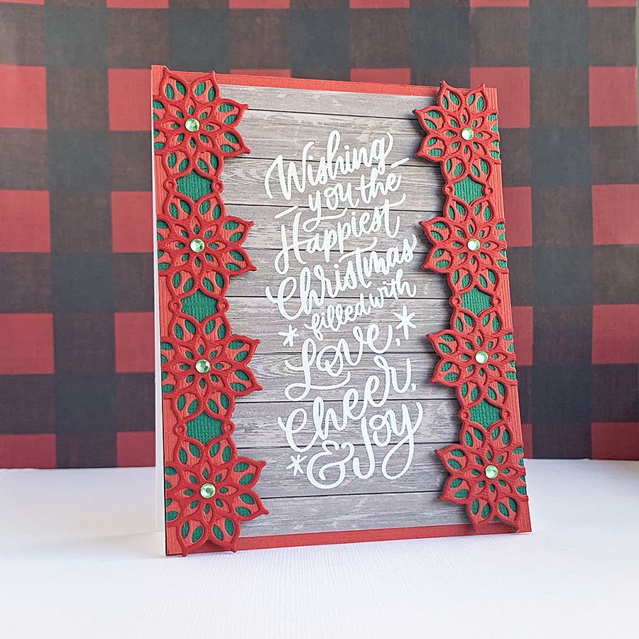 Spellbinders December 2019 Large Die of the Month: Poinsettia Border Card