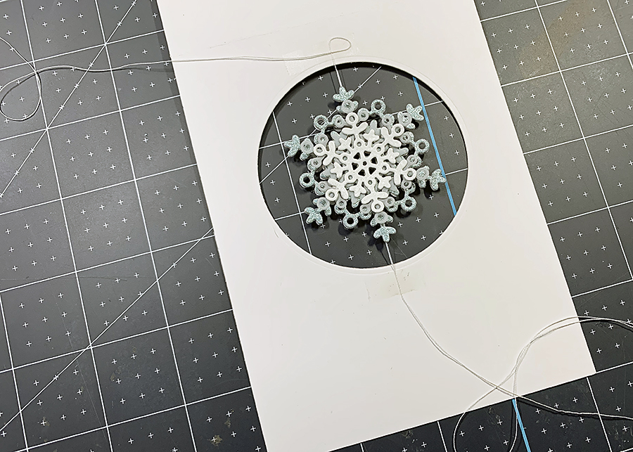 Snowflake Spinner Holiday Card: getting ready to add the card front