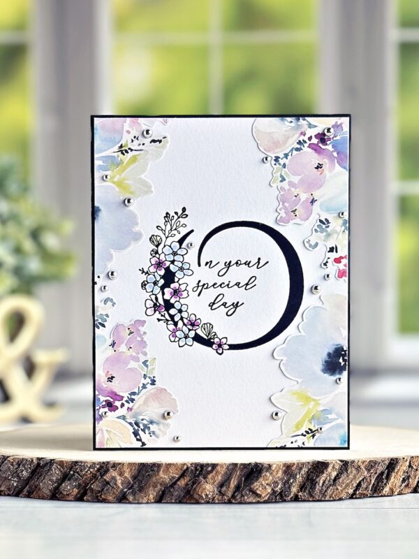 A Beautiful Floral Wedding Card with Patterned Paper