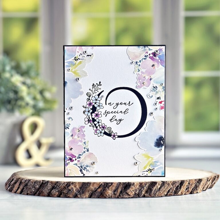 A Beautiful Floral Wedding Card with Patterned Paper